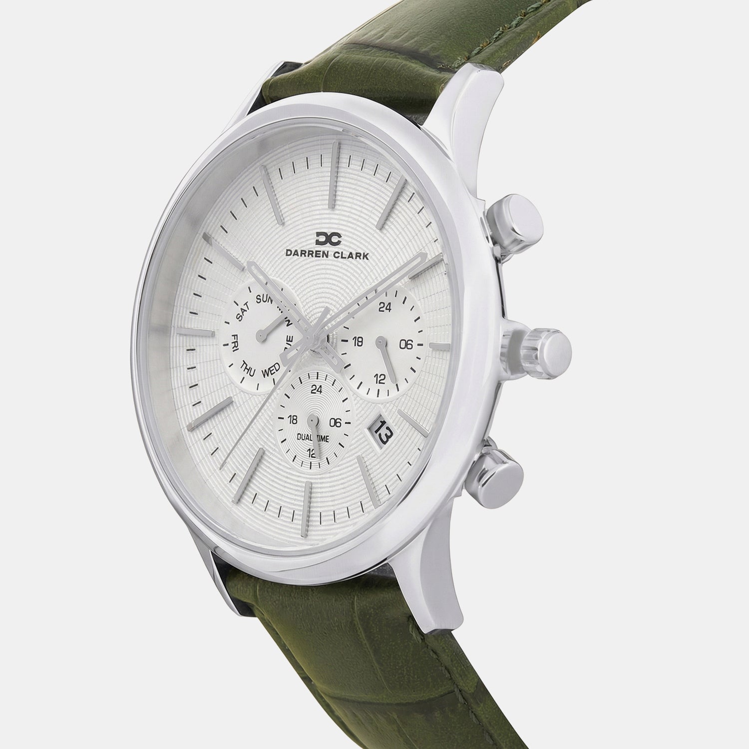 Men Quartz Silver Dial Chronograph Leather Watch 1015L-L0103