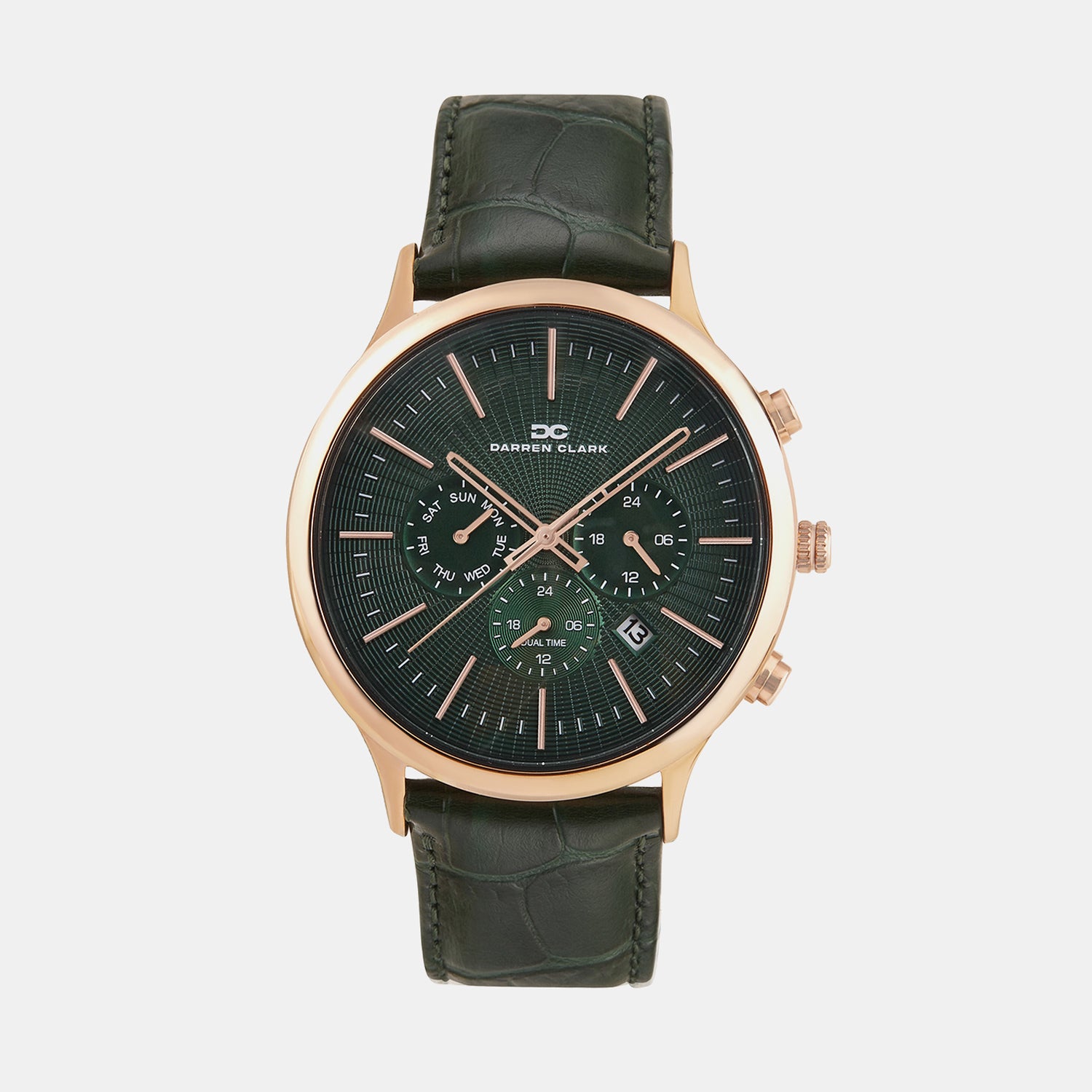 Men Quartz Green Dial Chronograph Leather Watch 1015L-L0314