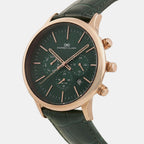 Men Quartz Green Dial Chronograph Leather Watch 1015L-L0314