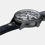 Competence Skeleton Men Automatic Black Dial Analog Leather Watch 101663 40 55 05N