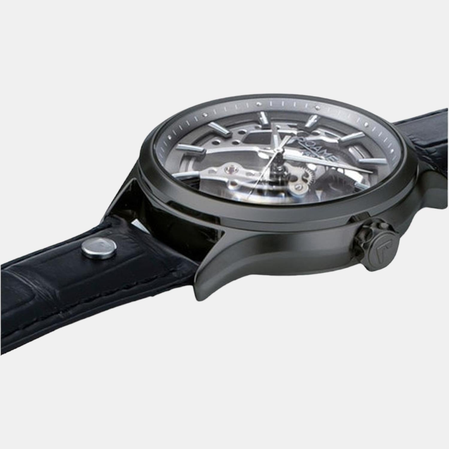 Competence Skeleton Men Automatic Black Dial Analog Leather Watch 101663 40 55 05N