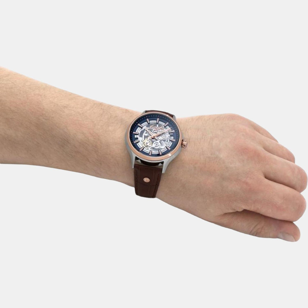 Competence Skeleton Men Automatic Blue Dial Analog Leather Watch 101663 49 45 05N