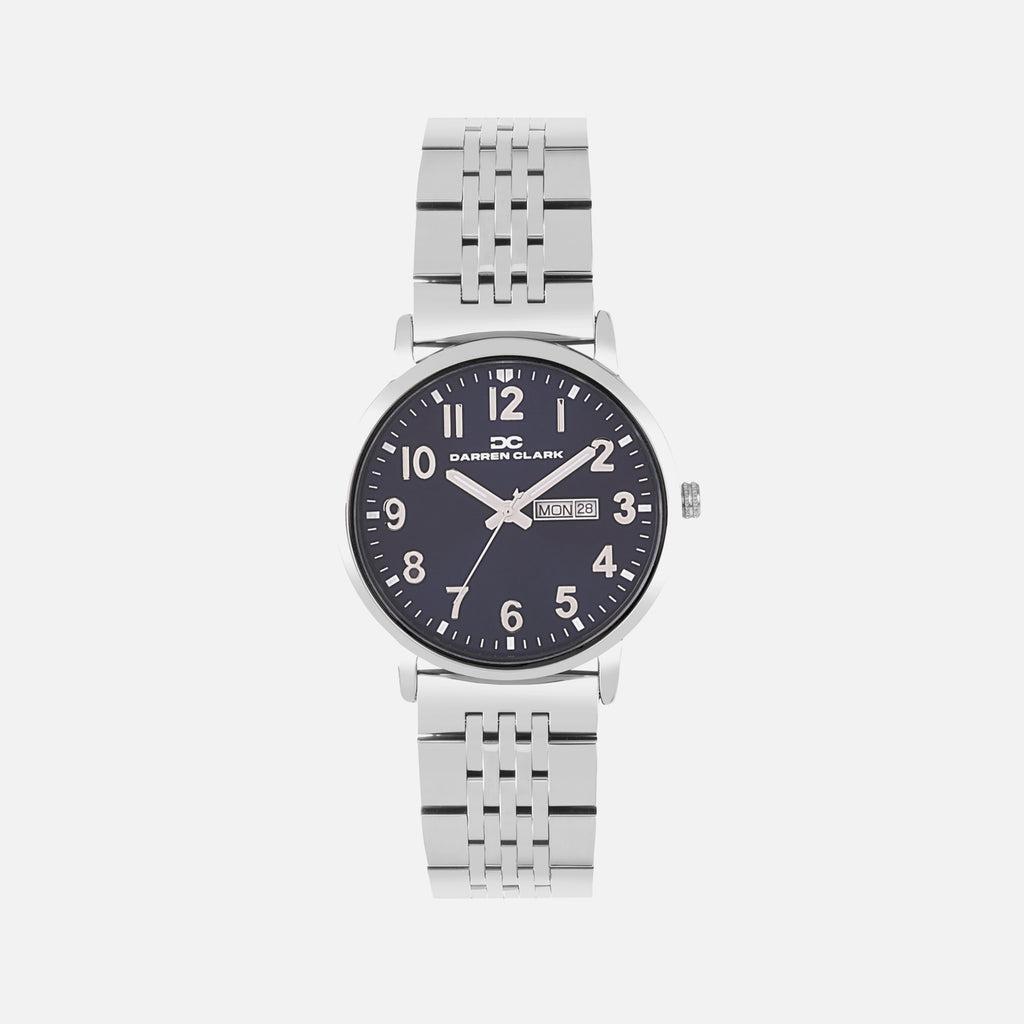 Men Quartz Blue Dial Analog Stainless Steel Watch 1019A-M0105