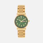 Men Quartz Green Dial Analog Stainless Steel Watch 1019B-M0214