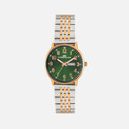 Men Quartz Green Dial Analog Stainless Steel Watch 1019E-M1314
