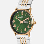 Men Quartz Green Dial Analog Stainless Steel Watch 1019E-M1314
