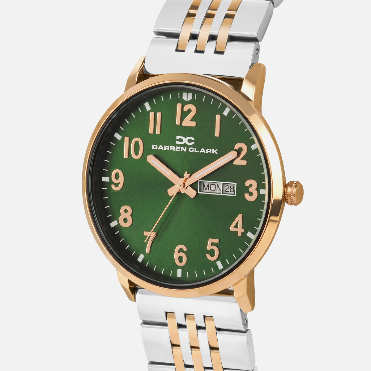 Men Quartz Green Dial Analog Stainless Steel Watch 1019E-M1314