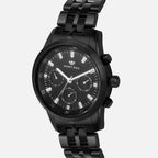 Men Quartz Black Dial Chronograph Stainless Steel Watch 1030M-M4404