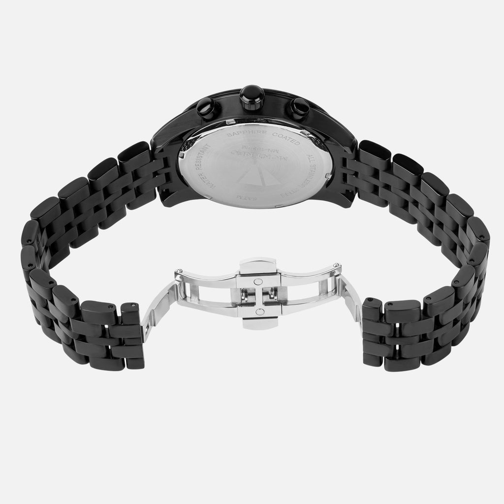 Men Quartz Black Dial Chronograph Stainless Steel Watch 1030M-M4404