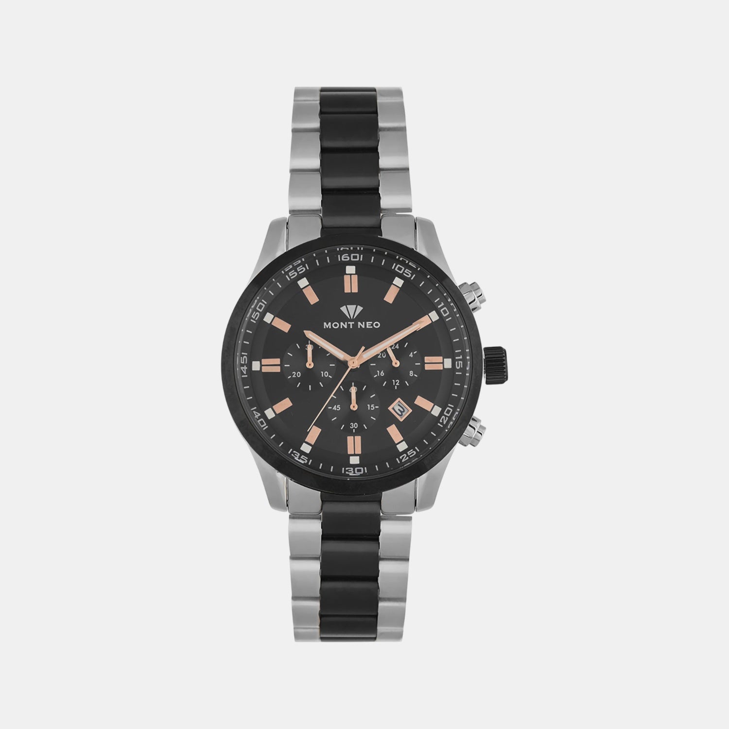 Men Quartz Black Dial Chronograph Stainless Steel Watch 1032C-M1404