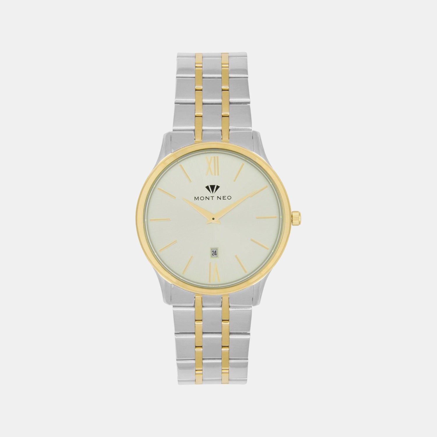 Men Quartz Silver Dial Analog Stainless Steel Watch 1035E-M1208