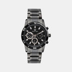 Men Quartz Black Dial Chronograph Stainless Steel Watch 1036C-M4404