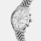 Men Quartz Silver Dial Chronograph Stainless Steel Watch 1049M-M1103