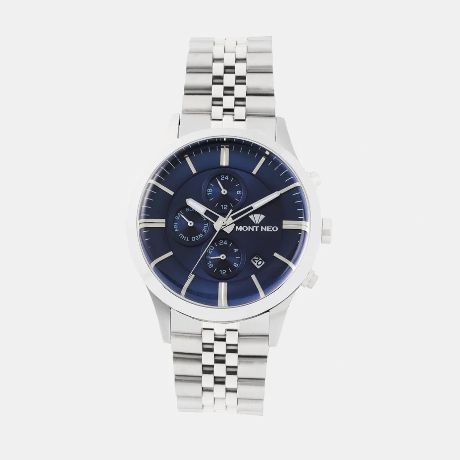 Men Quartz Blue Dial Multi-Function Metal Watch 1049M-M1105