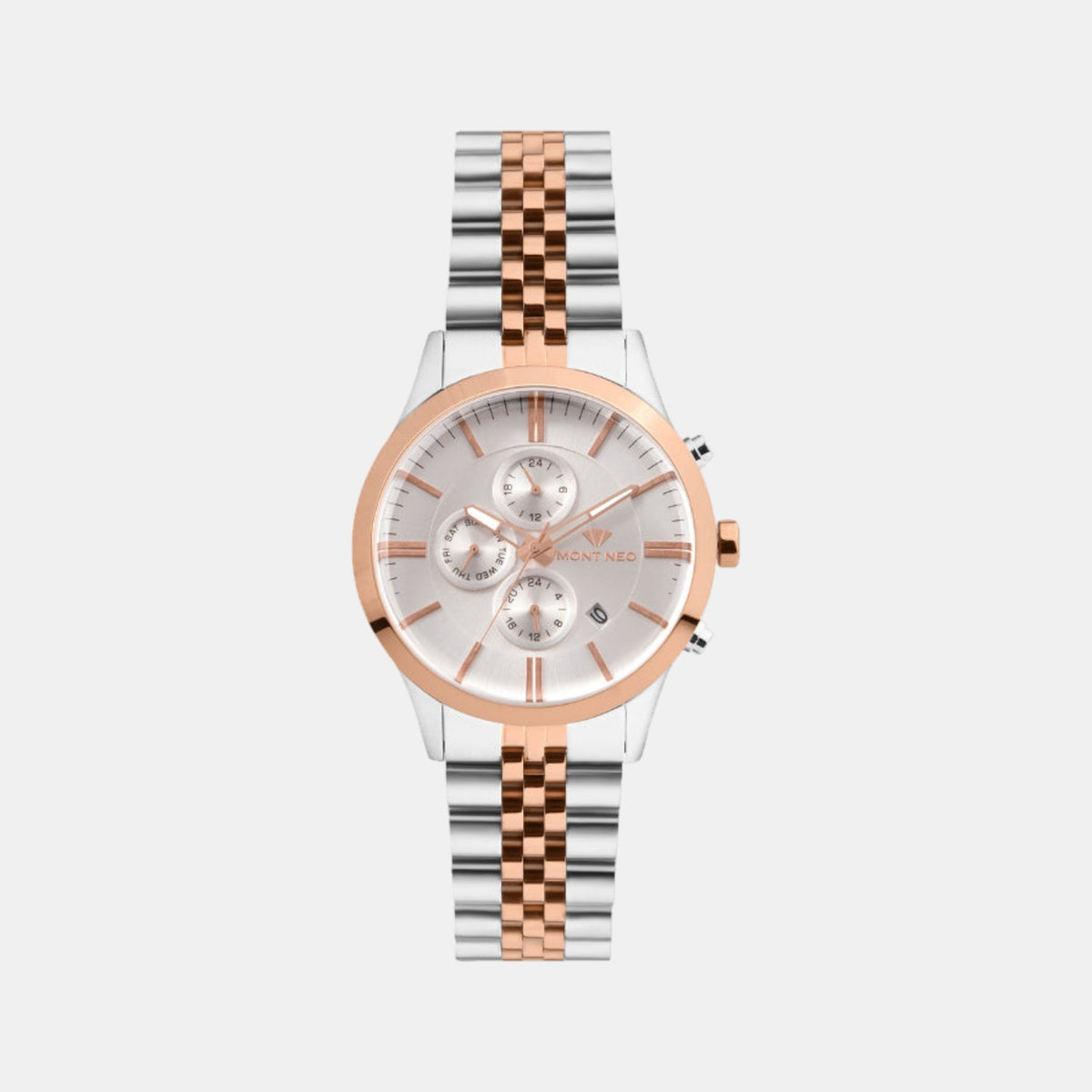 Men Quartz Silver Dial Multi-Function Stainless Steel Watch 1049M-M1303