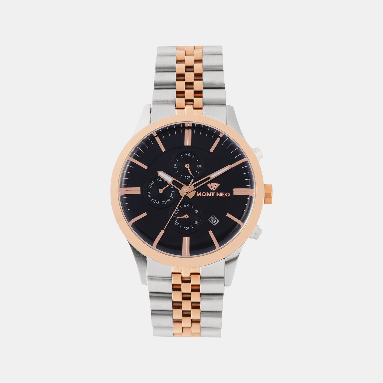 Men Quartz Black Dial Multi-Function Metal Watch 1049M-M1304