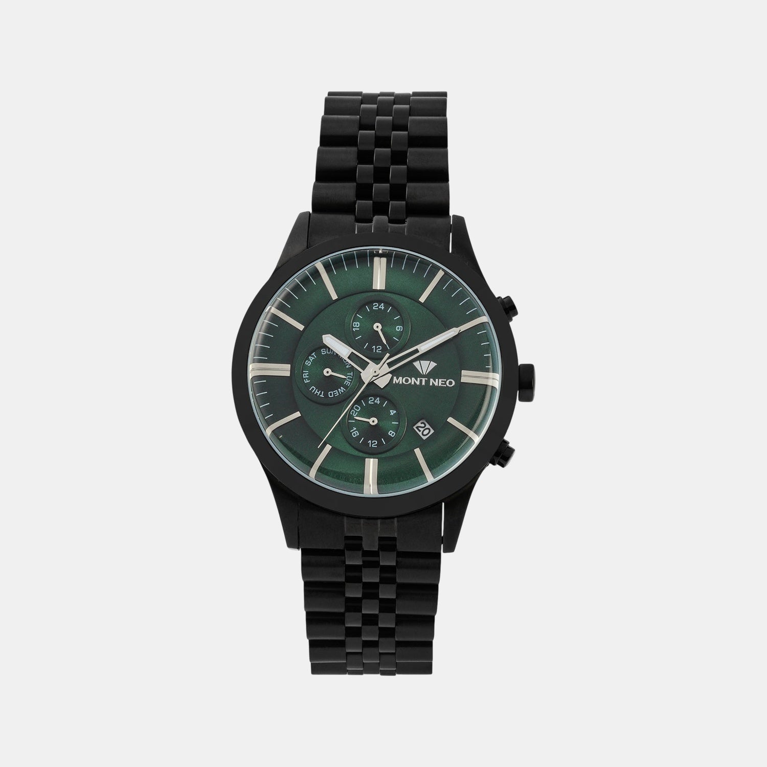Men Quartz Green Dial Multi-Function Metal Watch 1049M-M4414