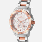 Men Quartz Silver Dial Multi-Function Metal Watch 1050M-M1303