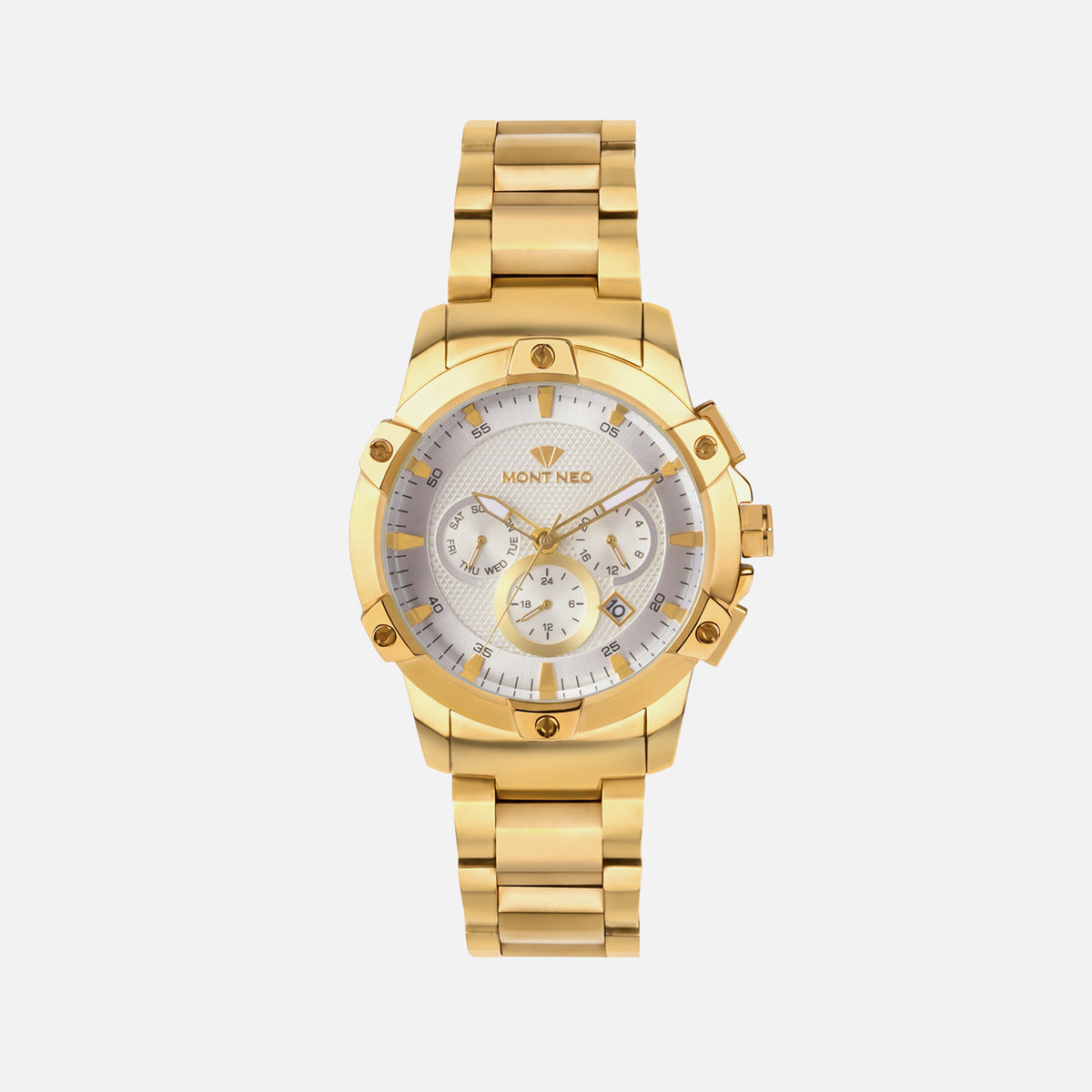 Men Quartz Silver Dial Multi-Function Metal Watch 1050M-M2203