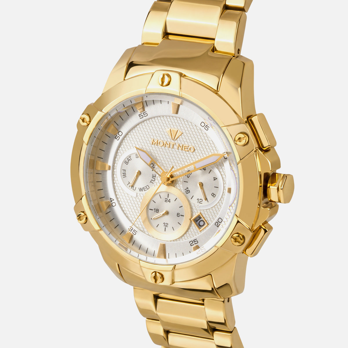 Men Quartz Silver Dial Multi-Function Metal Watch 1050M-M2203