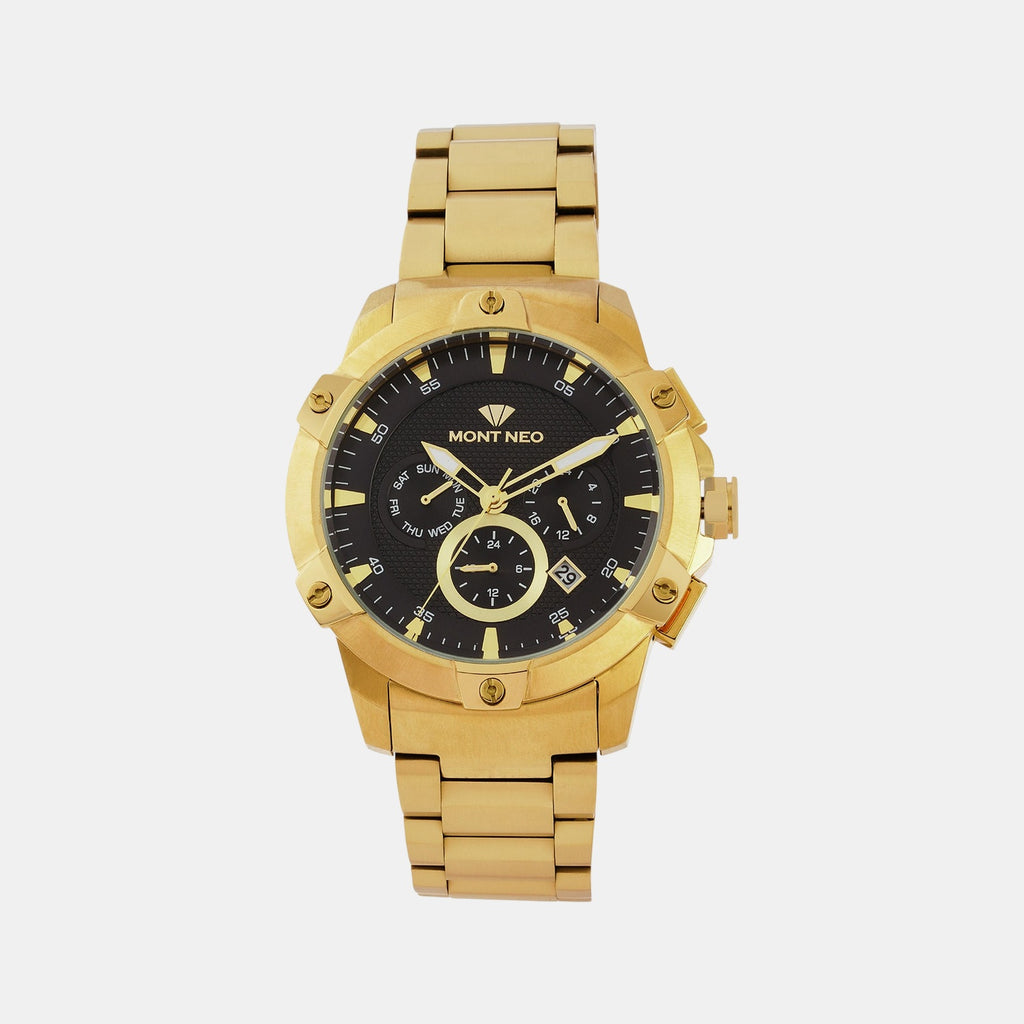 Men Quartz Black Dial Multi-Function Metal Watch 1050M-M2204