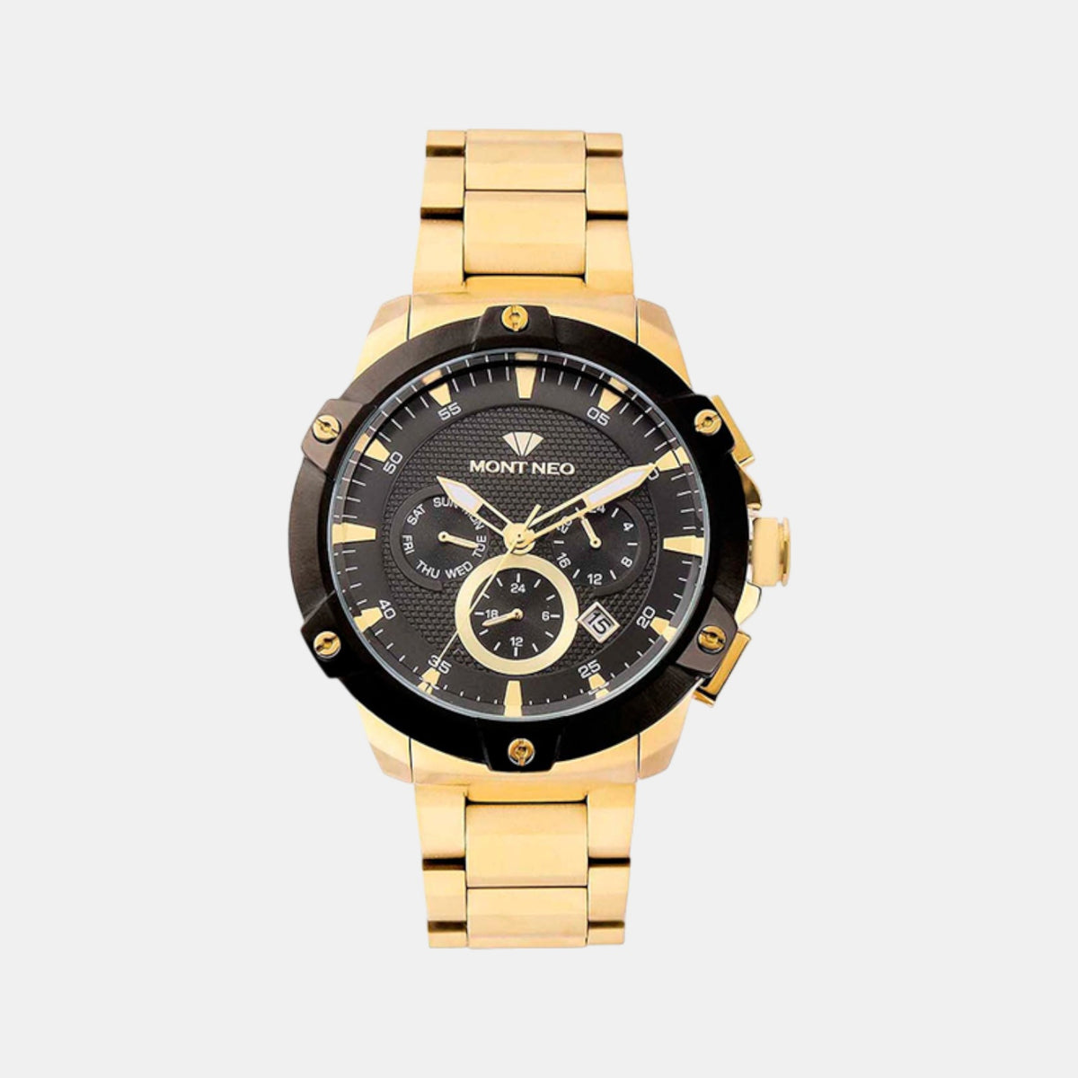 Men Quartz Black Dial Multi-Function Metal Watch 1050M-M2404