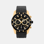 Men Quartz Black Dial Multi-Function Leather Watch 1053M-L2404