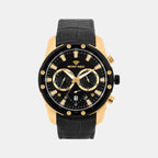 Men Quartz Black Dial Multi-Function Leather Watch 1053M-L2404