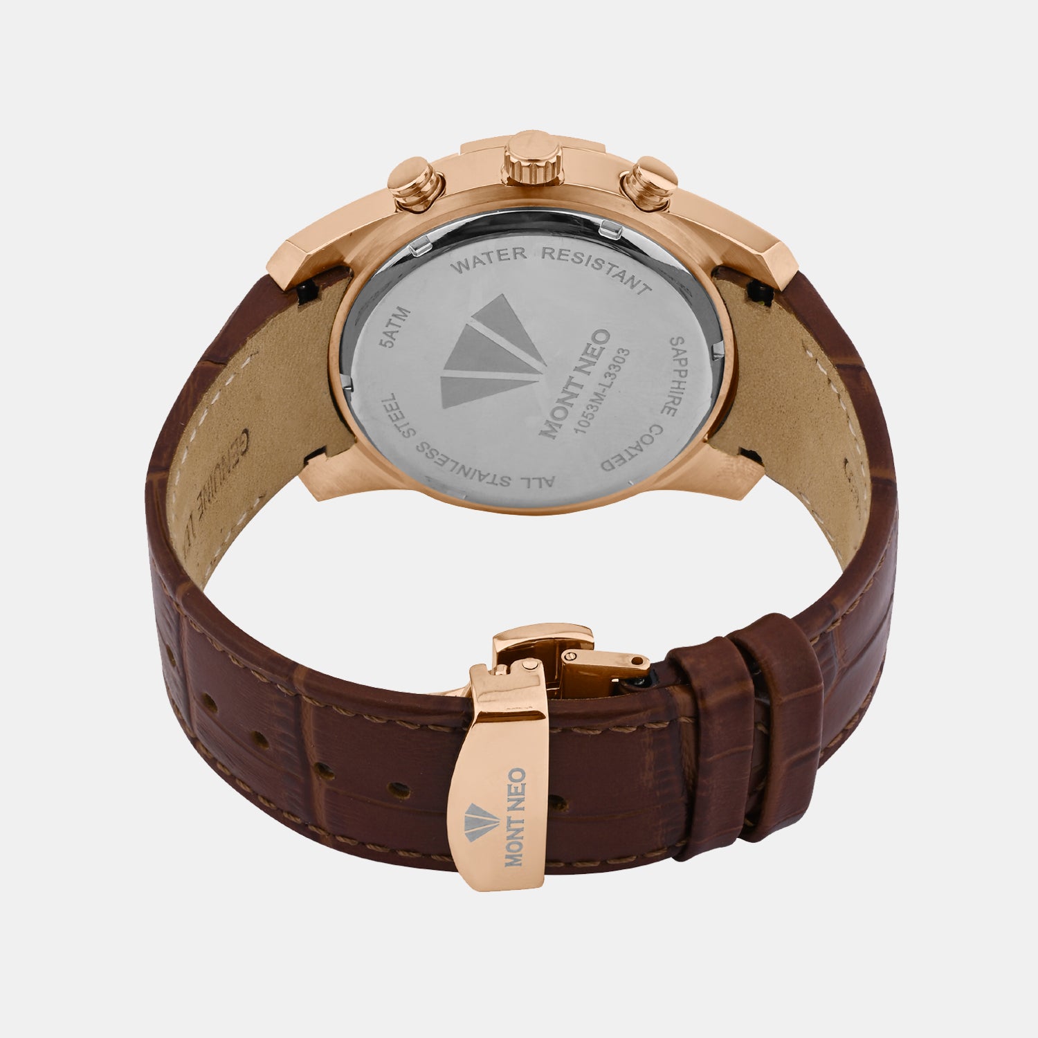 Men Quartz White Dial Multi-Function Leather Watch 1053M-L3303