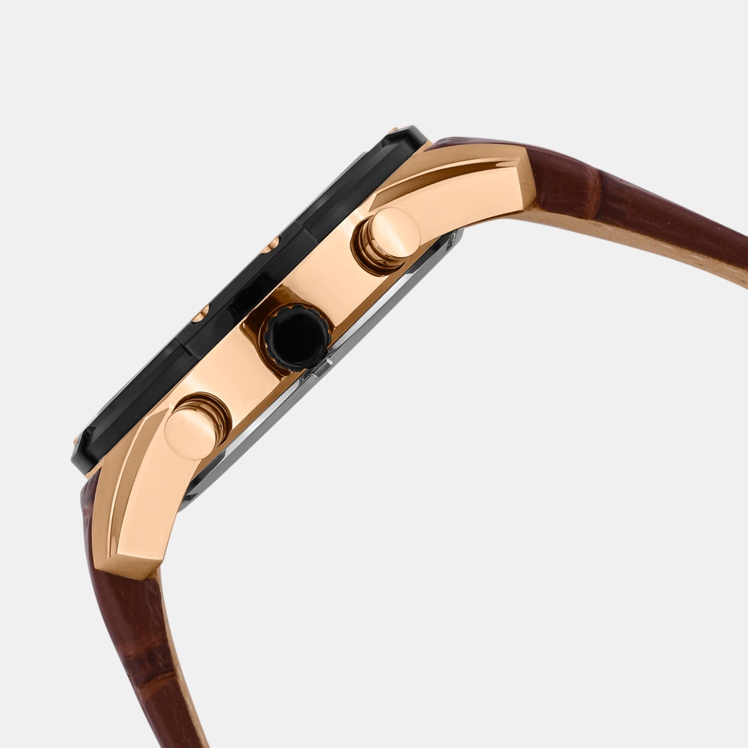 Men Quartz Black Dial Multi-Function Leather Watch 1053M-L3404