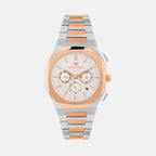 Men Quartz White Dial Multi-Function Metal Watch 1054M-M1303