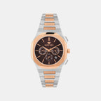 Men Quartz Brown Dial Multi-Function Metal Watch 1054M-M1306
