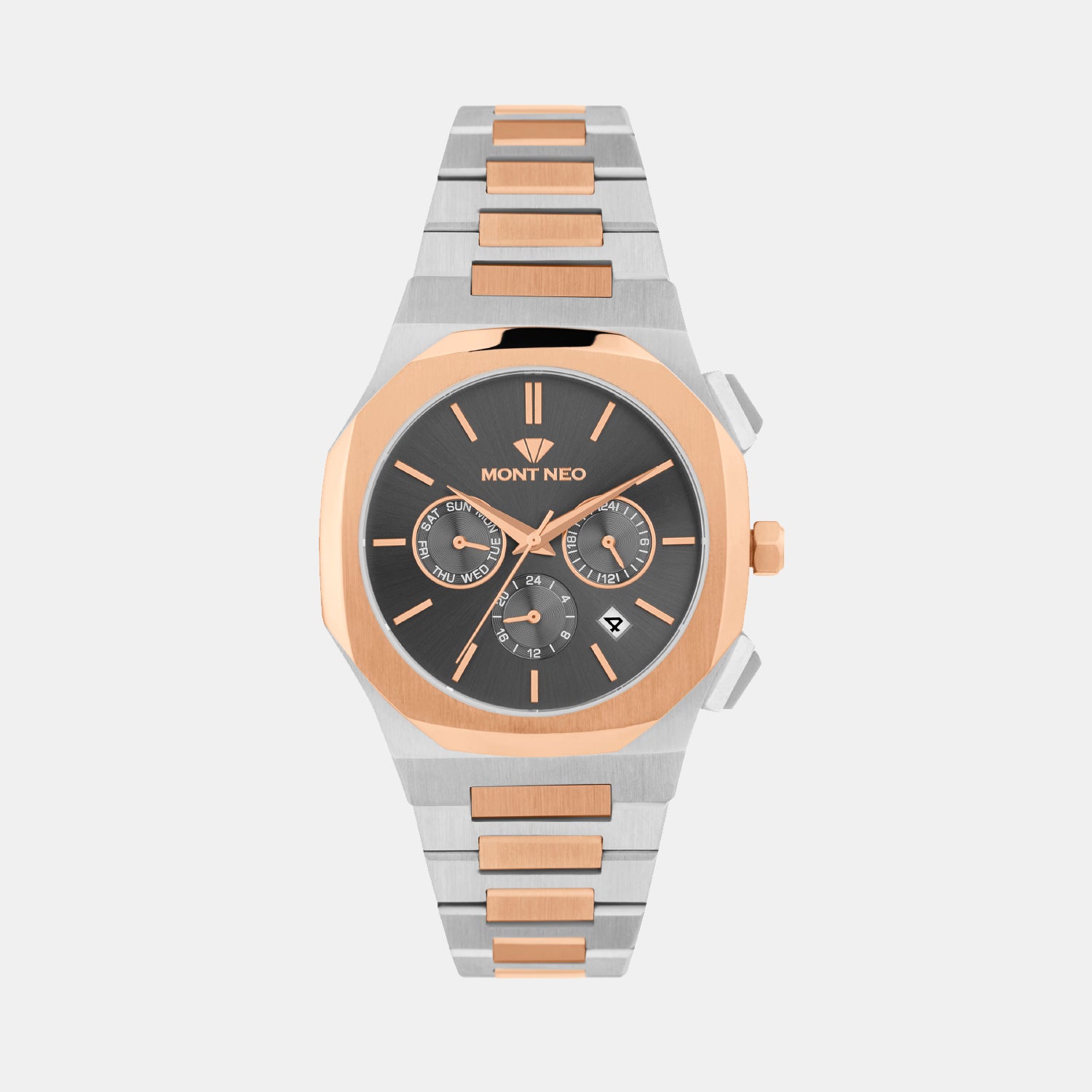 Men Quartz Black Dial Multi-Function Metal Watch 1054M-M1316