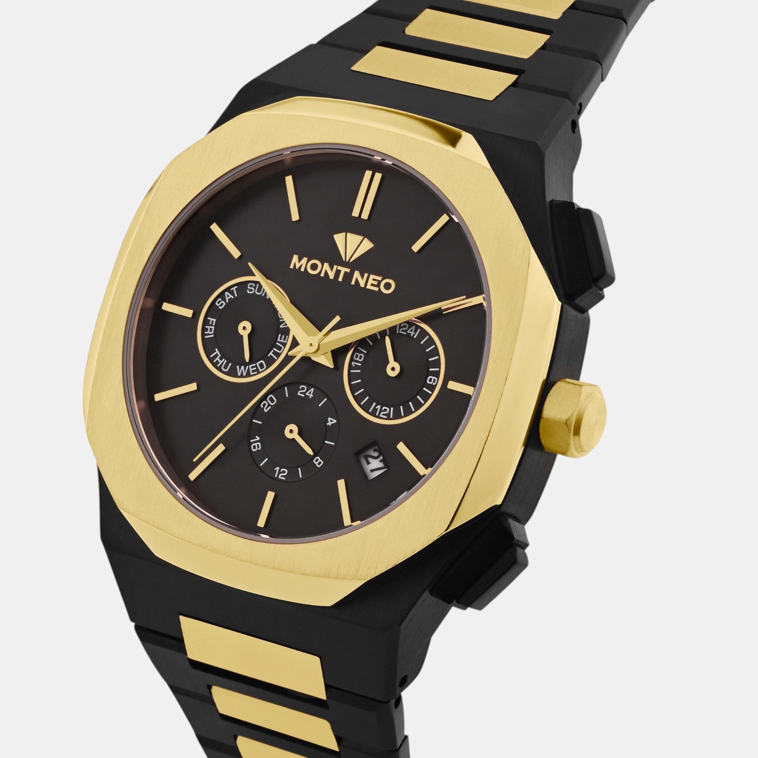 Men Quartz Black Dial Multi-Function Metal Watch 1054M-M4204