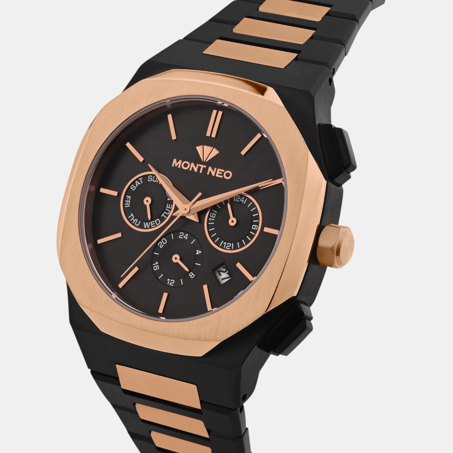 Men Quartz Black Dial Multi-Function Metal Watch 1054M-M4304