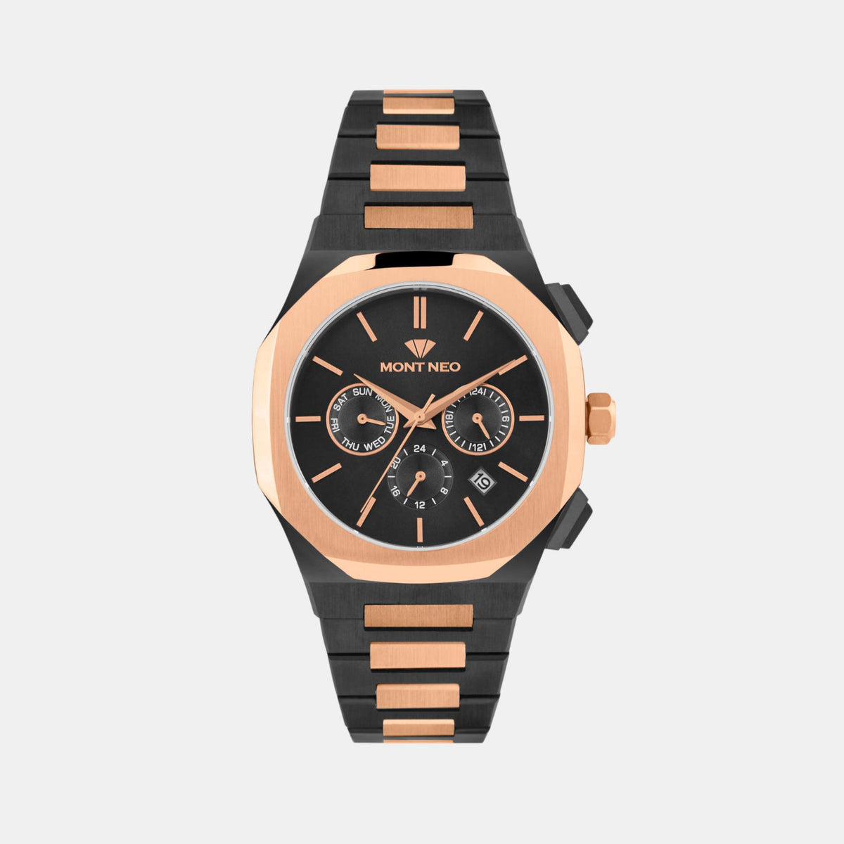 Men Quartz Black Dial Multi-Function Metal Watch 1054M-M4304