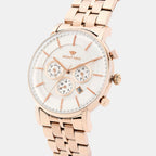 Men Quartz Silver Dial Multi-Function Metal Watch 1055C-M3303