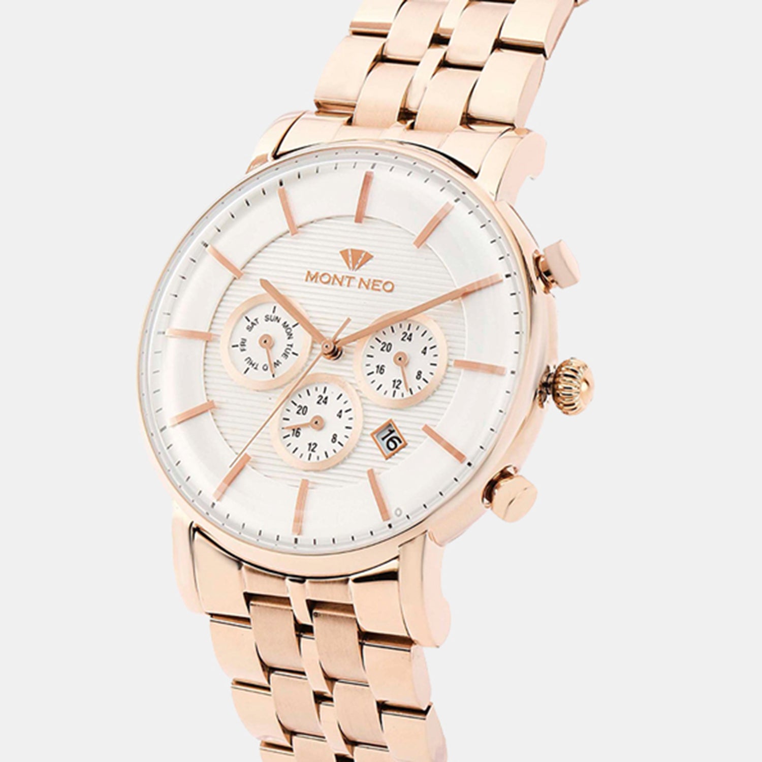 Men Quartz Silver Dial Multi-Function Metal Watch 1055C-M3303