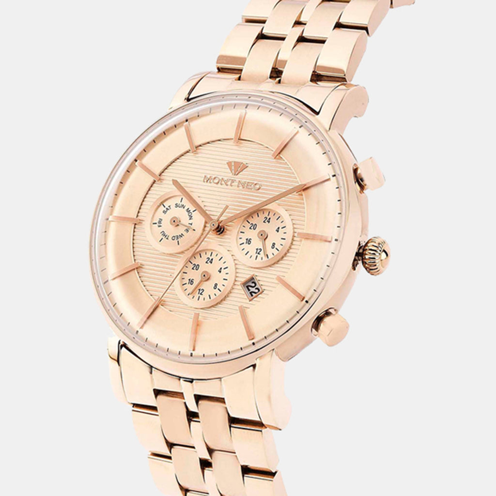Men Quartz Rose Gold Dial Multi-Function Metal Watch 1055C-M3307