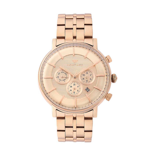 Men Quartz Rose Gold Dial Chronograph Metal Watch 1055C-M3307