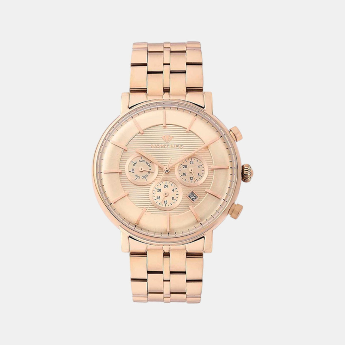 Men Quartz Rose Gold Dial Multi-Function Metal Watch 1055C-M3307