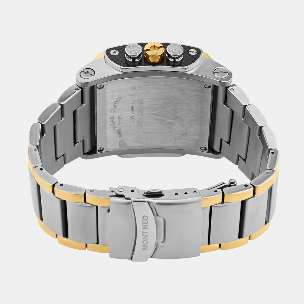 Men Quartz Silver Dial Multi-Function Stainless Steel Watch 1056M-M1203