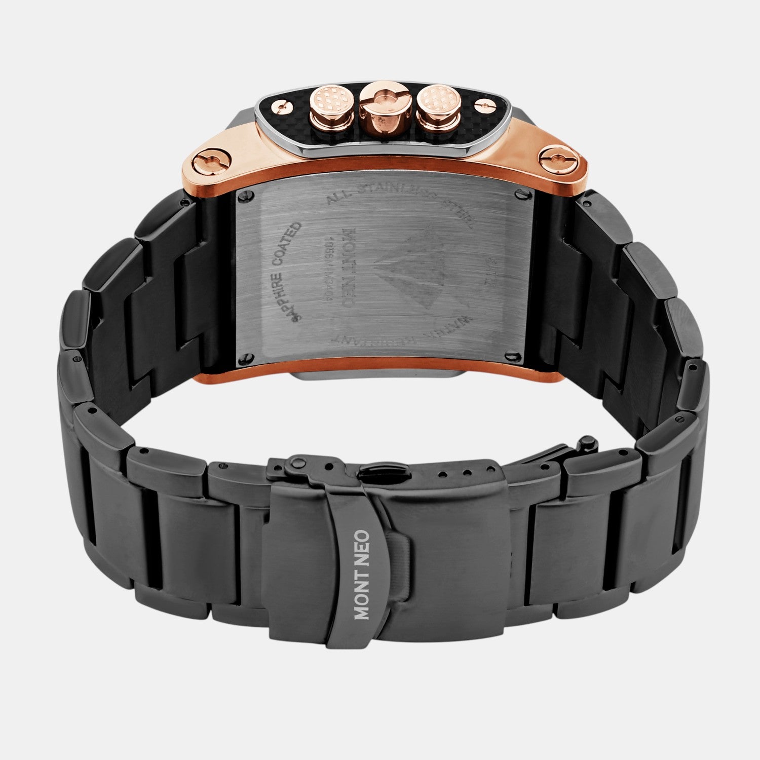 Men Quartz Black Dial Multi-Function Stainless Steel Watch 1056M-M3404