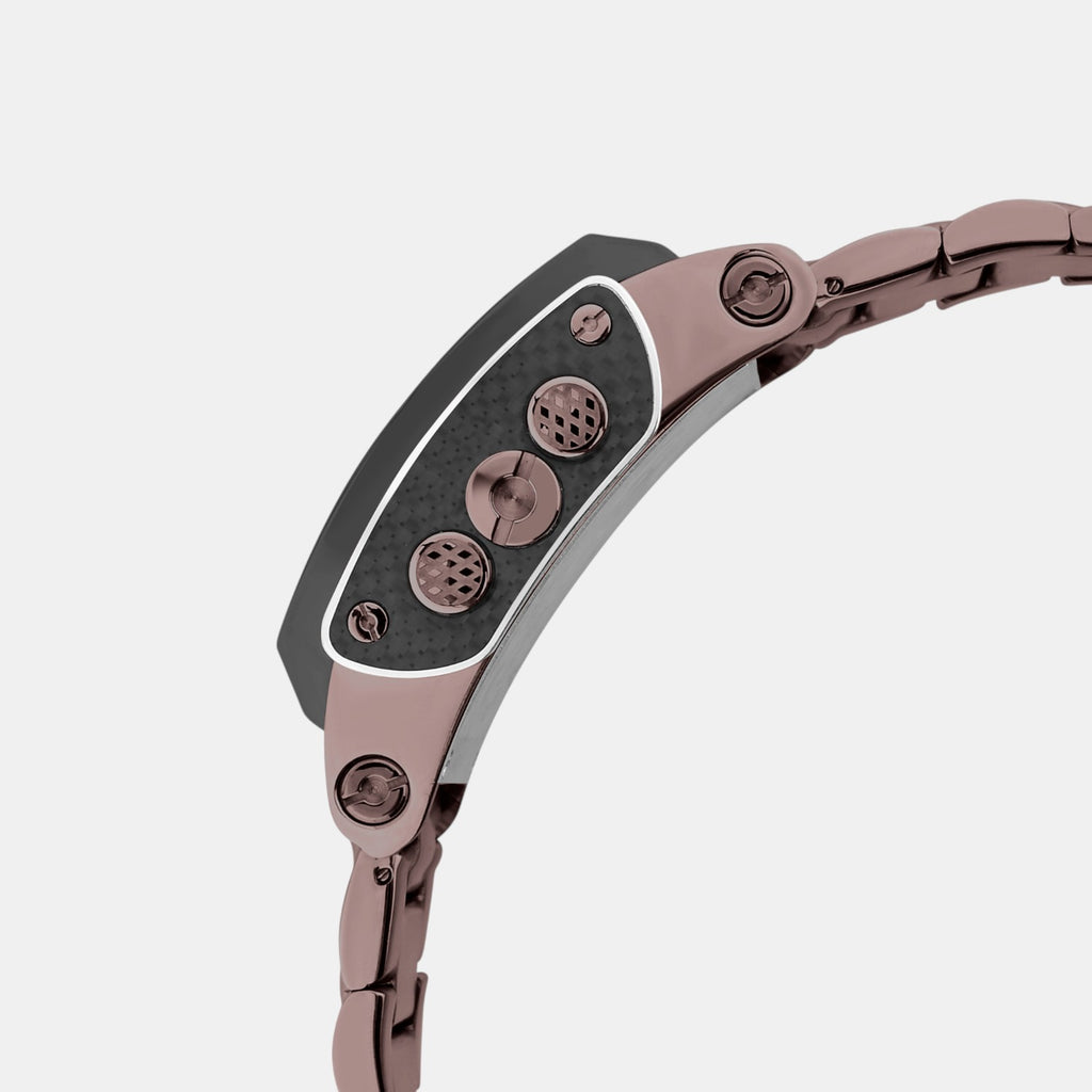 Men Quartz Brown Dial Multi-Function Stainless Steel Watch 1056M-M6406