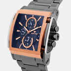 Men Quartz Blue Dial Multi-Function Stainless Steel Watch 1056M-M8305