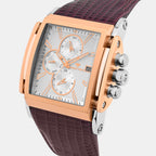 Men Quartz Silver Dial Multi-Function Leather Watch G1057M-L1303