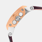 Men Quartz Silver Dial Multi-Function Leather Watch G1057M-L1303