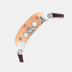 Men Quartz Silver Dial Multi-Function Leather Watch 1057M-L1303