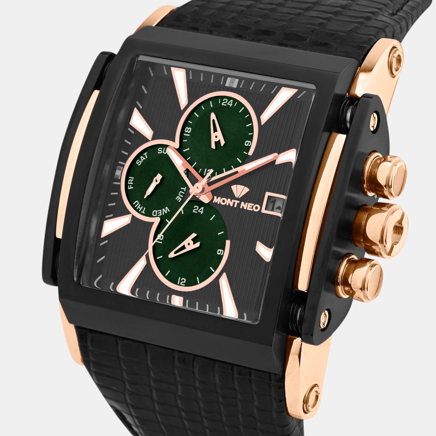 Men Quartz Black Dial Multi-Function Leather Watch G1057M-L3404