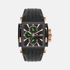 Men Quartz Black Dial Multi-Function Leather Watch 1057M-L3404